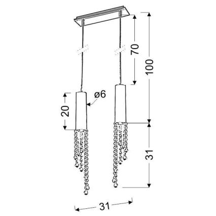 LED Hanglamp aan koord DUERO 2xLED/3W/230V