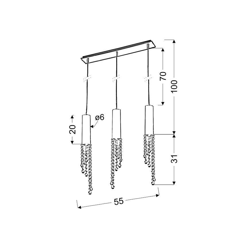 LED Hanglamp aan koord DUERO 3xLED/3W/230V