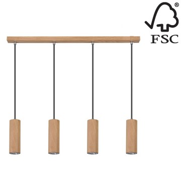 LED Hanglamp aan koord PIPE 4xGU10/5W/230V mat eiken  - FSC-gecertificeerd