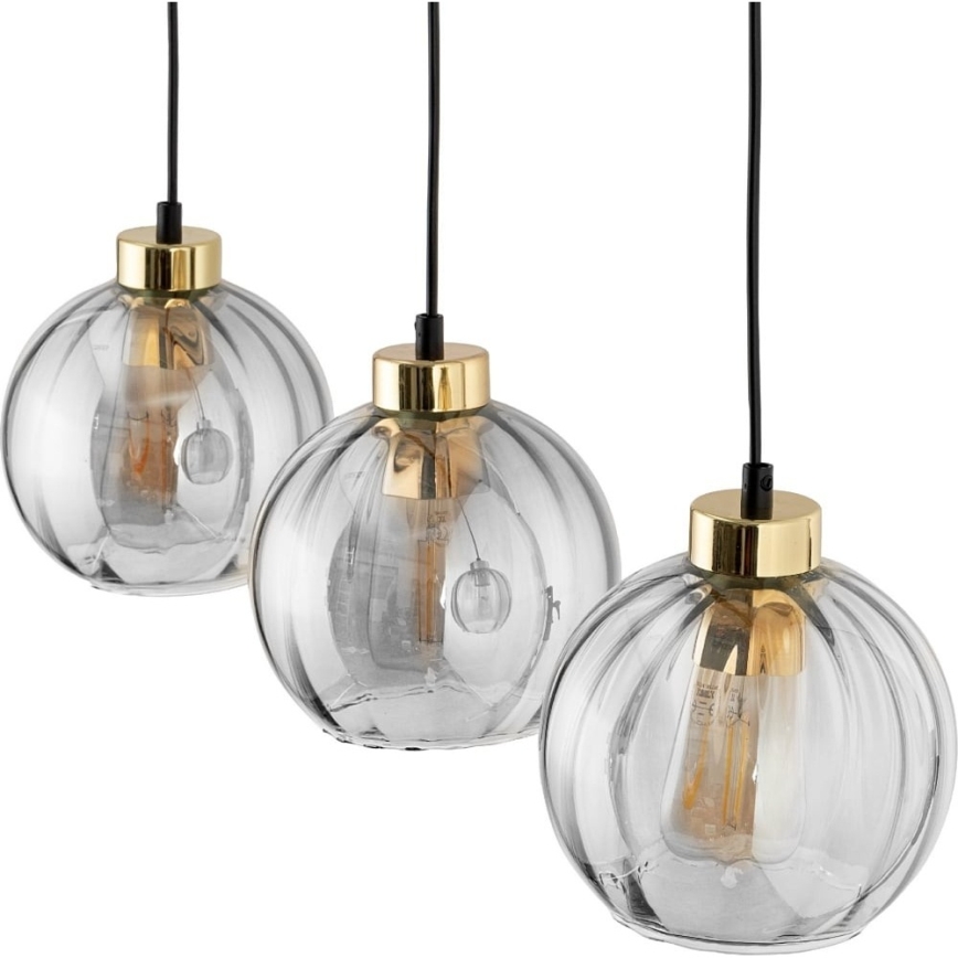 LED-hanglamp aan staalkabel DEVI 3xE27/15W/230V zwart/helder