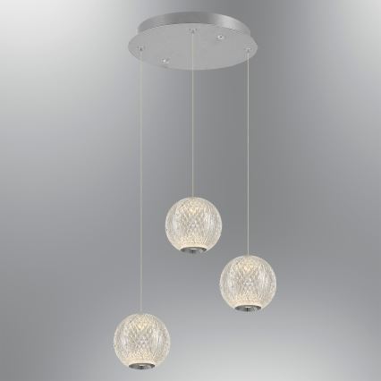 LED Hanglamp CREMONA 3xLED/5W/230V 3000K mat chroom