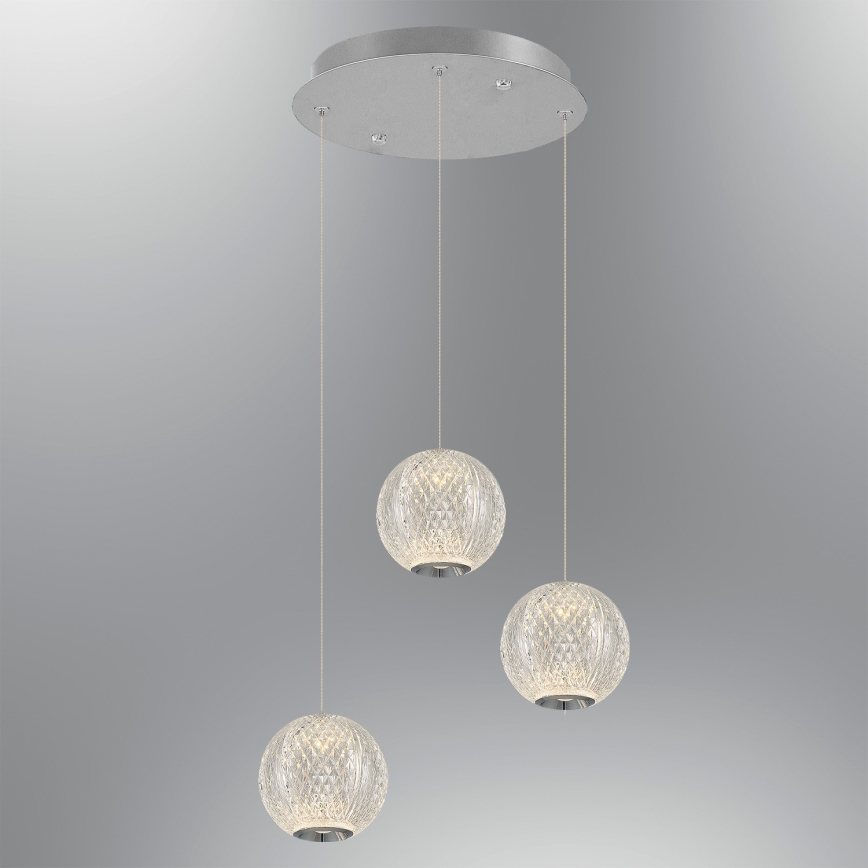 LED Hanglamp CREMONA 3xLED/5W/230V 3000K mat chroom