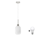 LED hanglamp HARMA 1xE27/60W/230V, diameter 14 cm, mat chroom/wit