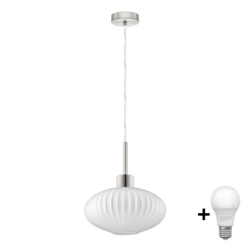 LED Hanglamp HARMA 1xE27/60W/230V diameter 30 cm matte chroom/wit