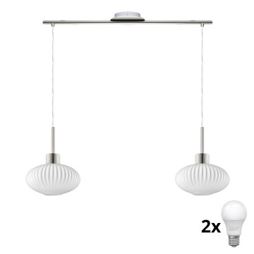LED Hanglamp HARMA 2xE27/60W/230V mat chroom/wit