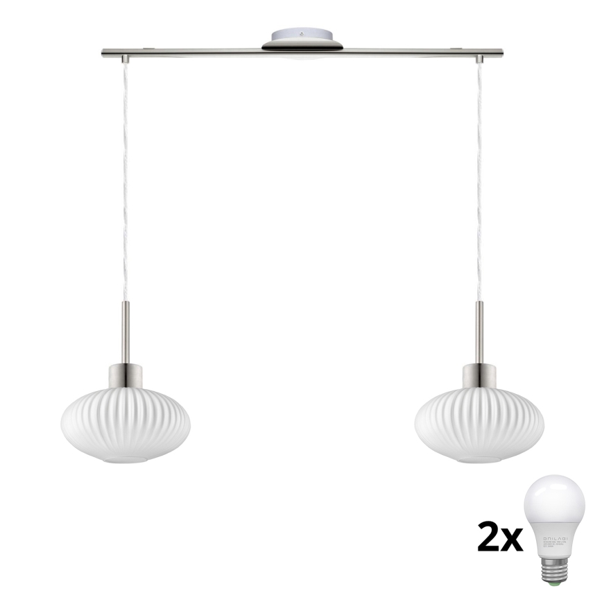 LED Hanglamp HARMA 2xE27/60W/230V mat chroom/wit
