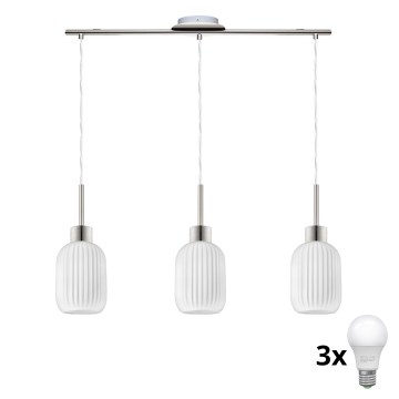 LED Hanglamp HARMA 3xE27/60W/230V mat chroom/wit