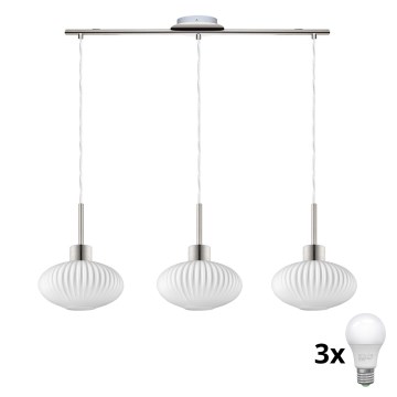 LED Hanglamp HARMA 3xE27/60W/230V mat chroom/wit