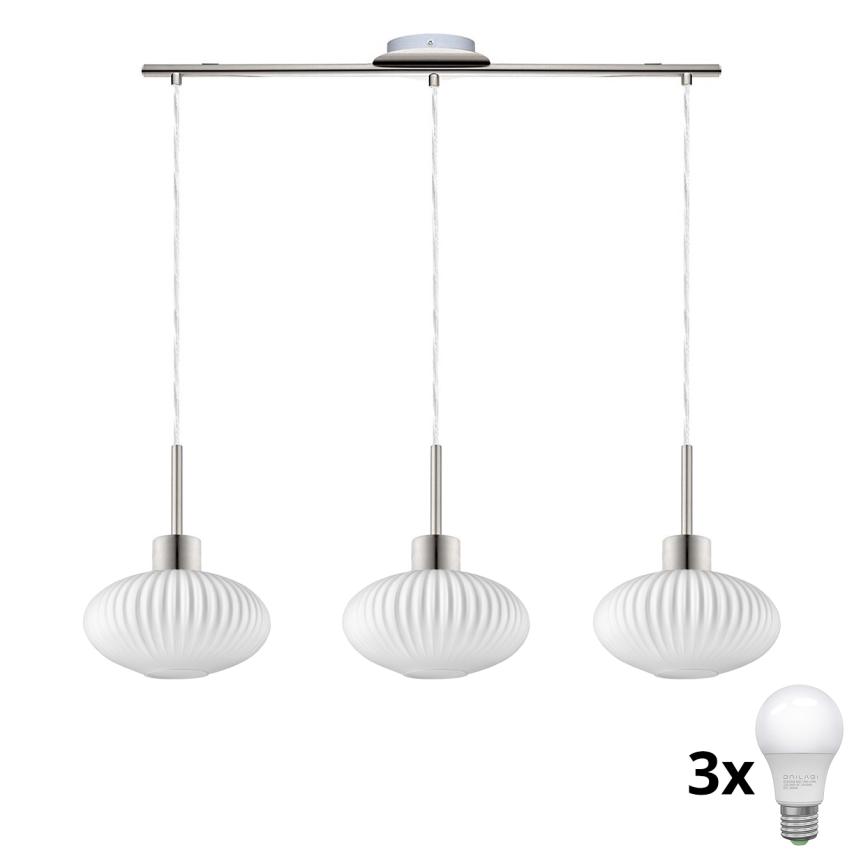 LED Hanglamp HARMA 3xE27/60W/230V mat chroom/wit