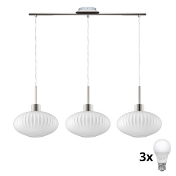 LED Hanglamp HARMA 3xE27/60W/230V mat chroom/wit