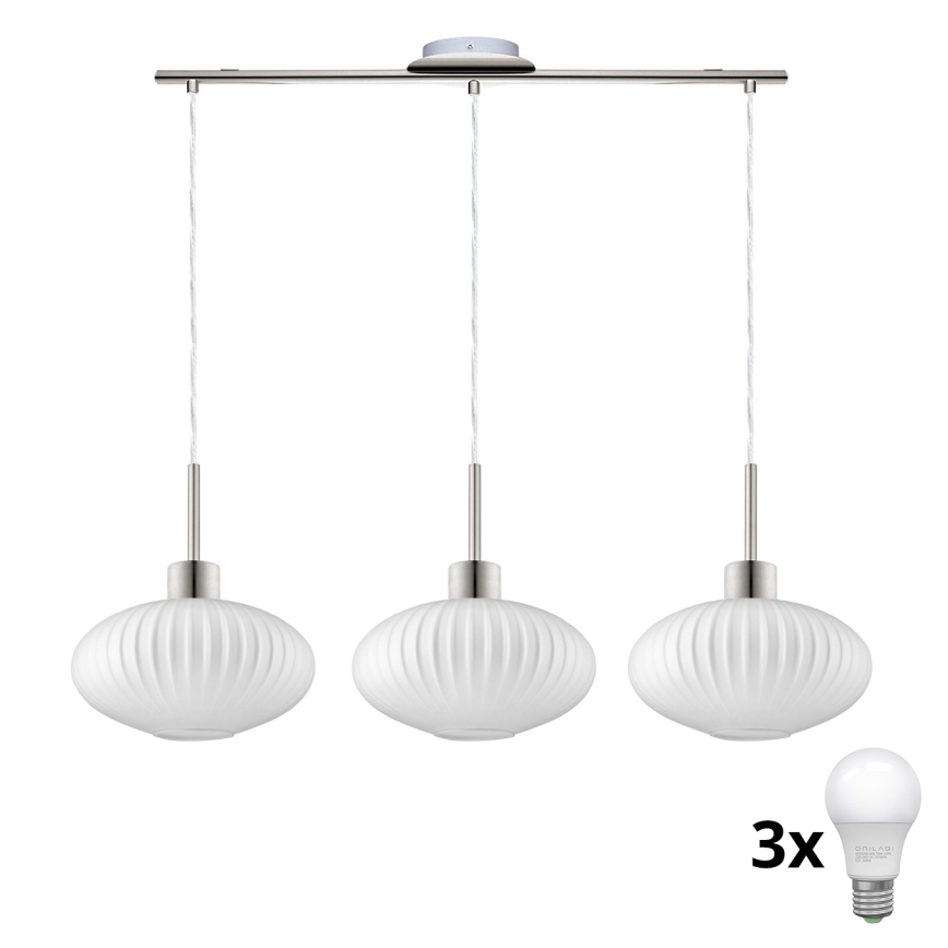 LED Hanglamp HARMA 3xE27/60W/230V mat chroom/wit