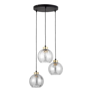 LED-hanglamp met kabel DEVI 3xE27/15W/230V zwart/helder