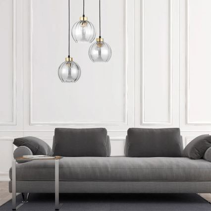 LED-hanglamp met kabel DEVI 3xE27/15W/230V zwart/helder