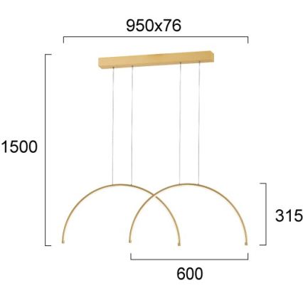 LED-hanglamp met kabel MEGAN LED/39W/230V goud