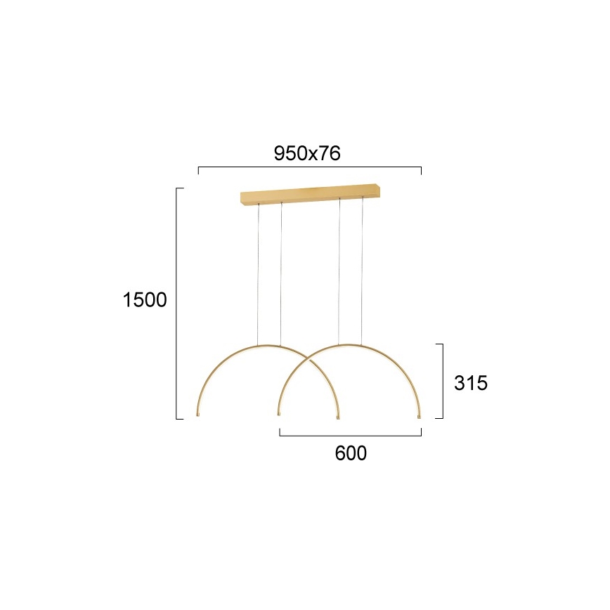 LED-hanglamp met kabel MEGAN LED/39W/230V goud