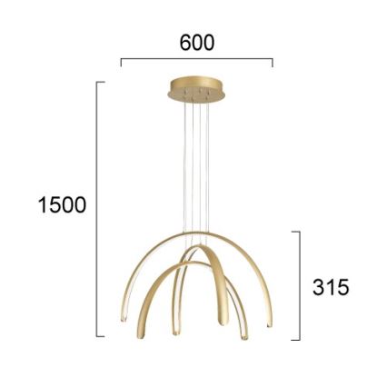 LED-hanglamp met kabel MEGAN LED/41W/230V goudkleurig