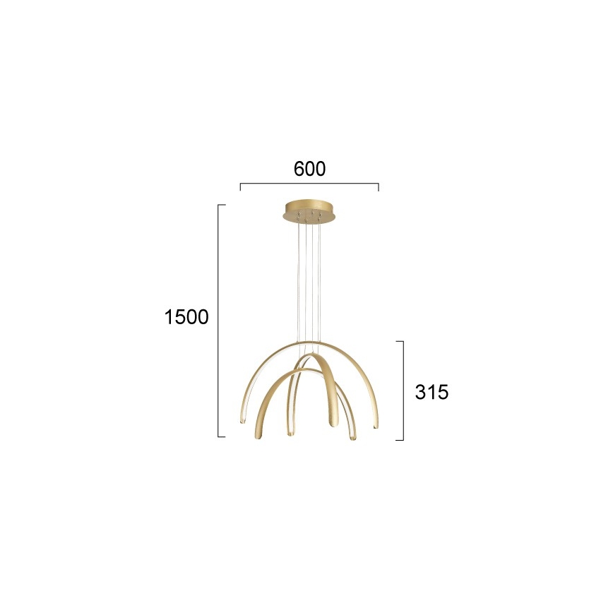 LED-hanglamp met kabel MEGAN LED/41W/230V goudkleurig