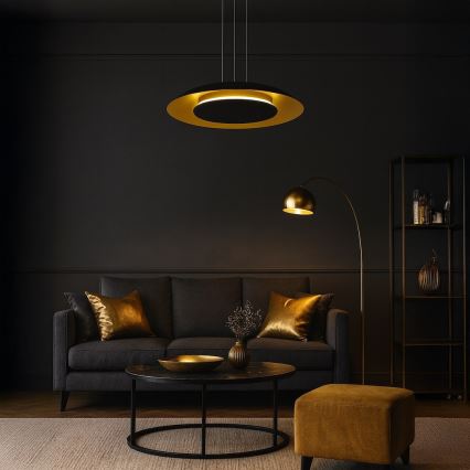 LED-hanglamp met kabel PIATTINO LED/30W/230V 2700/3200/4000K Ø 40 cm zwart/goud