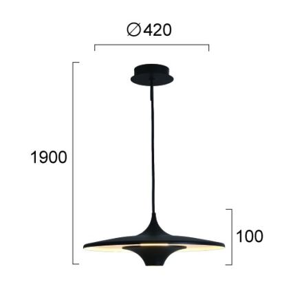 LED-hanglamp met kabel RENE LED/19W/230V CRI 90 zwart