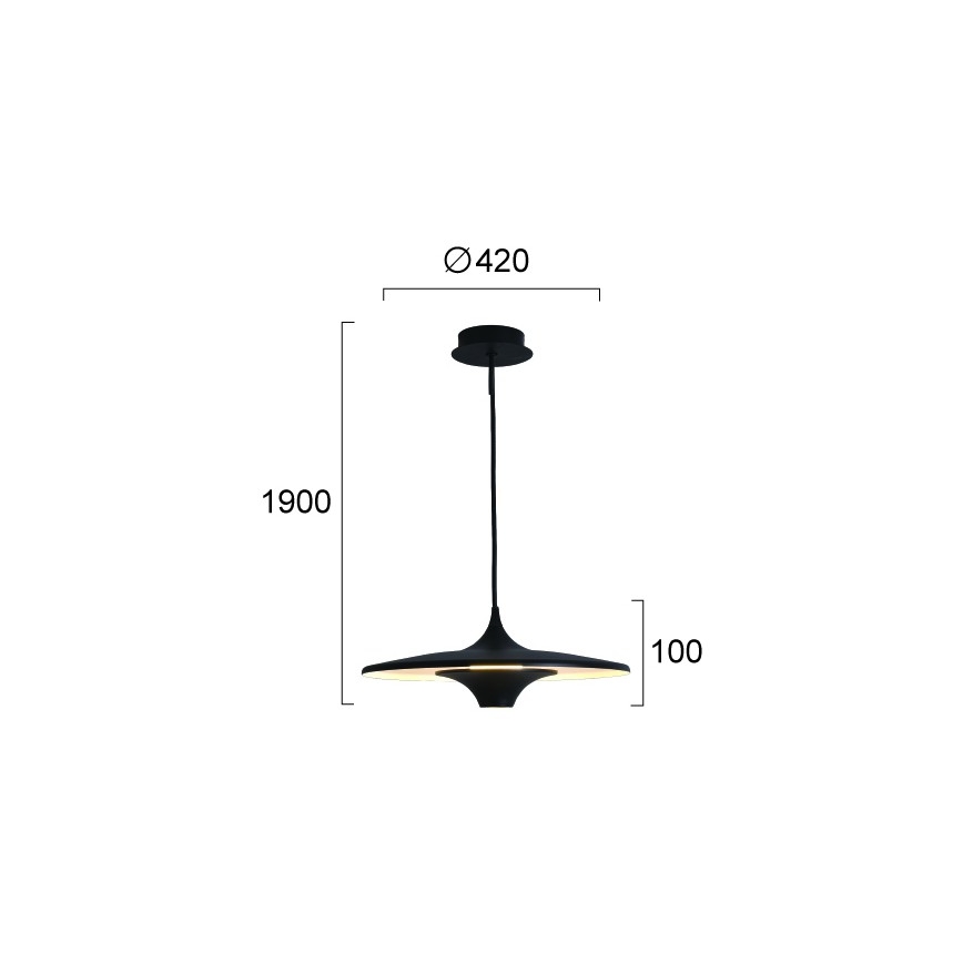 LED-hanglamp met kabel RENE LED/19W/230V CRI 90 zwart