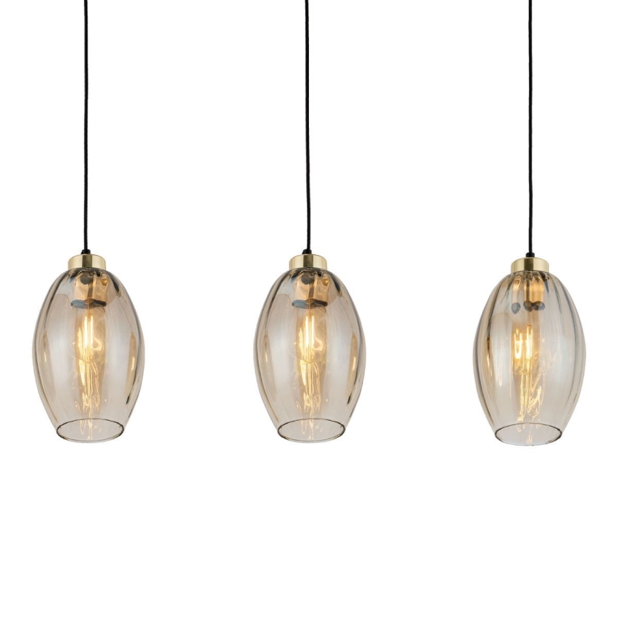 LED-hanglamp met kabel SEBO 3xE27/15W/230V zwart/rookbeige