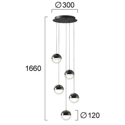 LED-hanglamp met kabel ZIREA LED/30W/230V zwart