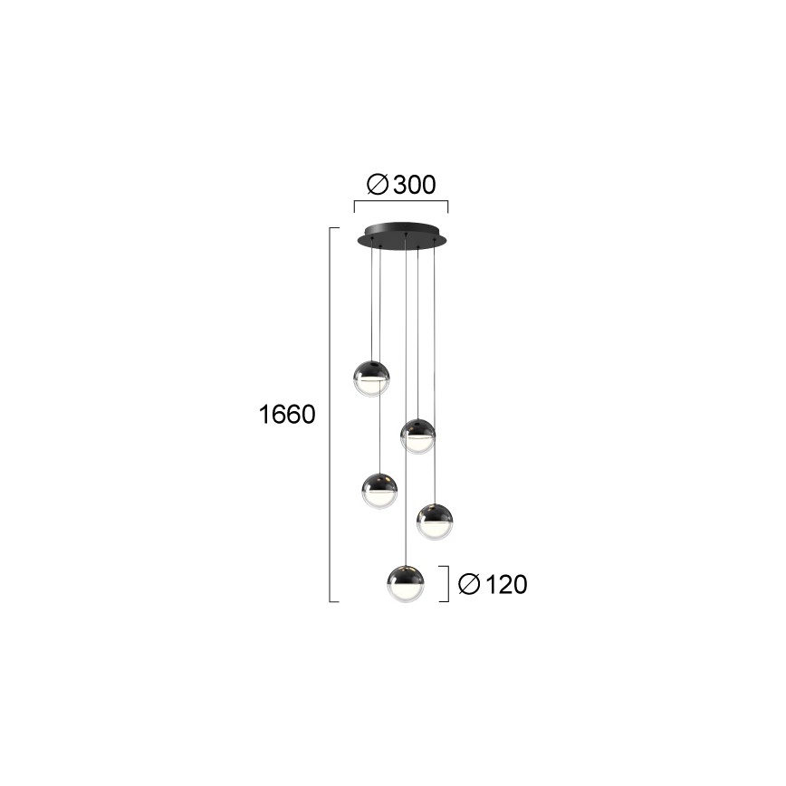 LED-hanglamp met kabel ZIREA LED/30W/230V zwart