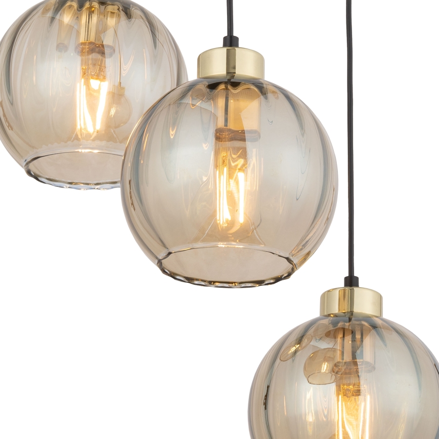 LED-hanglamp met kabelophanging DEVI 3xE27/15W/230V zwart/rookbeige