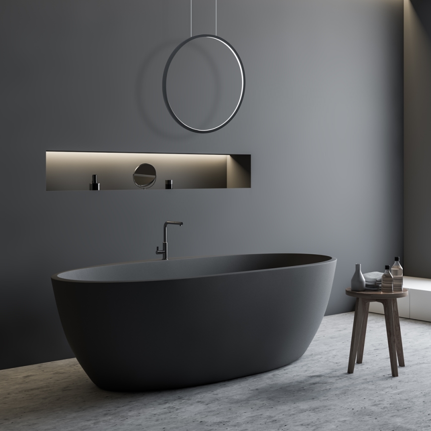 LED-hanglamp met kabelophanging SATURNO LED/28W/230V Ø 50 cm IP44 zwart