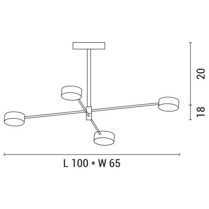 LED Hanglamp met vaste pendel 4xLED/12W/230V 4000K goud