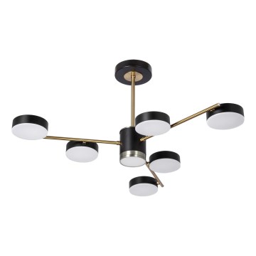 LED Hanglamp met vaste pendel 6xLED/7W/230V + LED/6W 3000 - 6000K diameter 69 cm goud/zwart