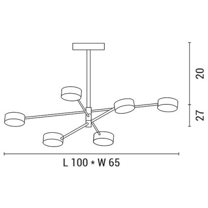 LED Hanglamp met vaste pendel LED/30W/230V 3000K goud