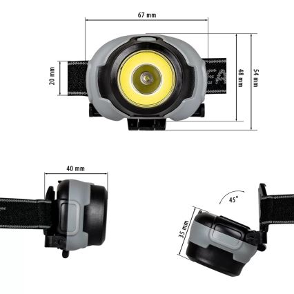 LED Hoofdlamp 2xLED/3xAAA IP44 170 lm