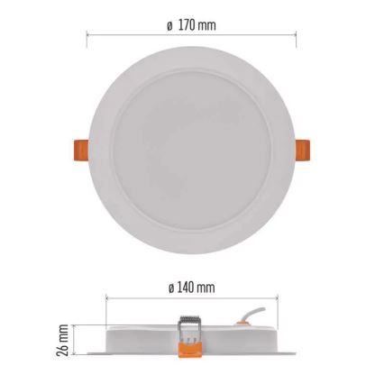LED Inbouw Lamp LED/18W/230V diameter 17 cm wit