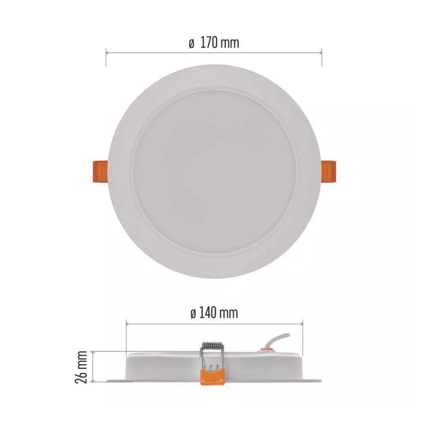 LED Inbouw Lamp LED/18W/230V diameter 17 cm wit
