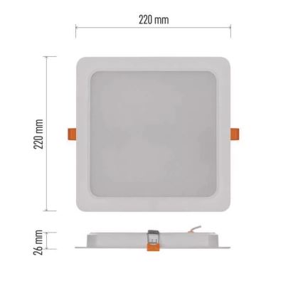 LED Inbouw Lamp LED/24W/230V 22x22 cm wit