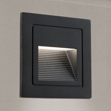 LED Inbouw lamp LORO LED/2W/230V IP65 zwart