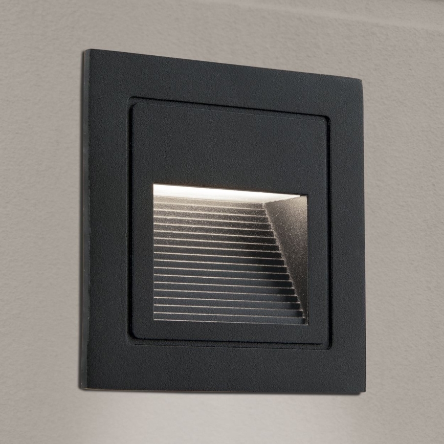 LED Inbouw lamp LORO LED/2W/230V IP65 zwart