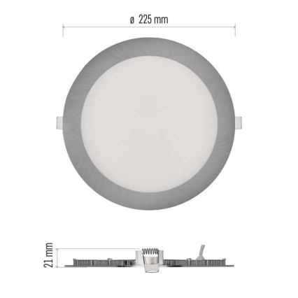LED inbouwarmatuur NEXXO LED/18W/230V 3000/3500/4000K zilver diam. 22,5 cm