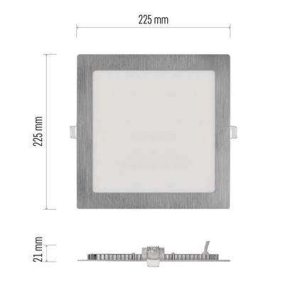 LED inbouwarmatuur NEXXO LED/18W/230V 3000/3500/4000K zilverkleurig 22,5x22,5 cm