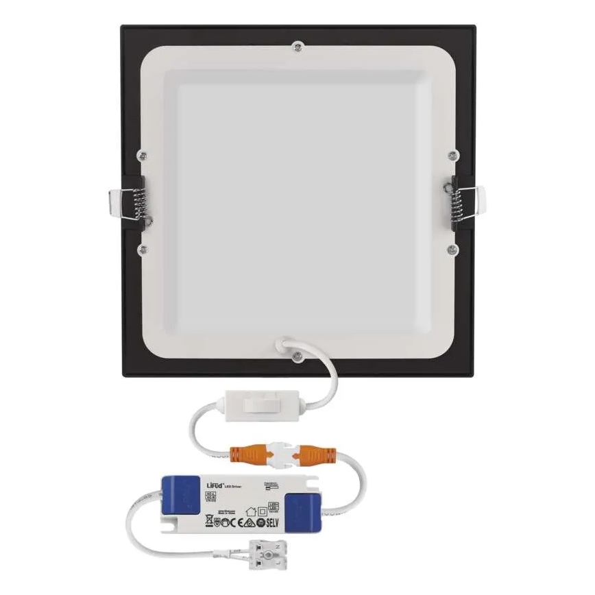 LED inbouwarmatuur NEXXO LED/18W/230V 3000/3500/4000K zwart 22,5 x 22,5 cm