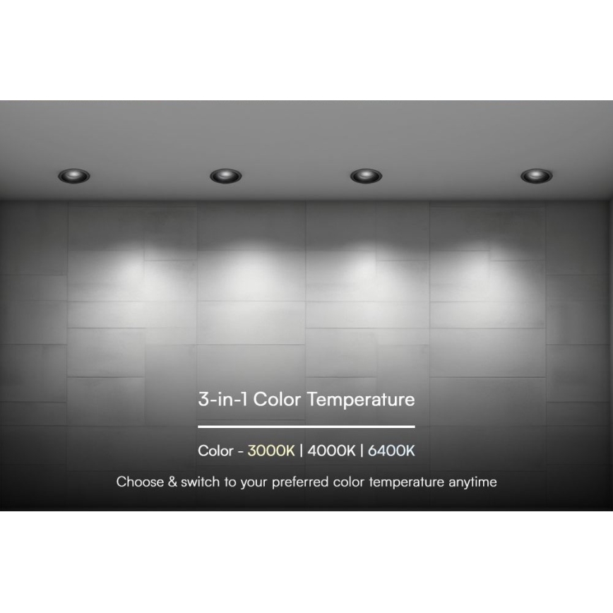 LED Inbouwlamp LED/18W/230V 3000/4000/6400K Ø 10,6 cm zwart
