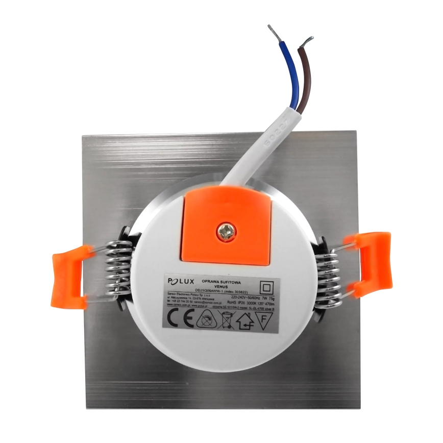 LED Inbouwlamp VENUS LED/7W/230V zilver hoekig