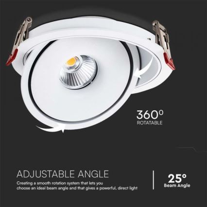 LED Inbouwspot LED/12W/230V 3000/4000/6400K diameter 12 cm wit