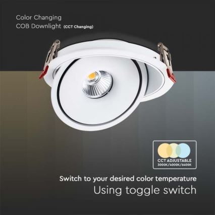LED Inbouwspot LED/12W/230V 3000/4000/6400K diameter 12 cm wit