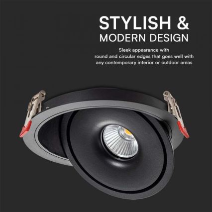 LED Inbouwspot LED/12W/230V 3000/4000/6400K diameter 12 cm zwart