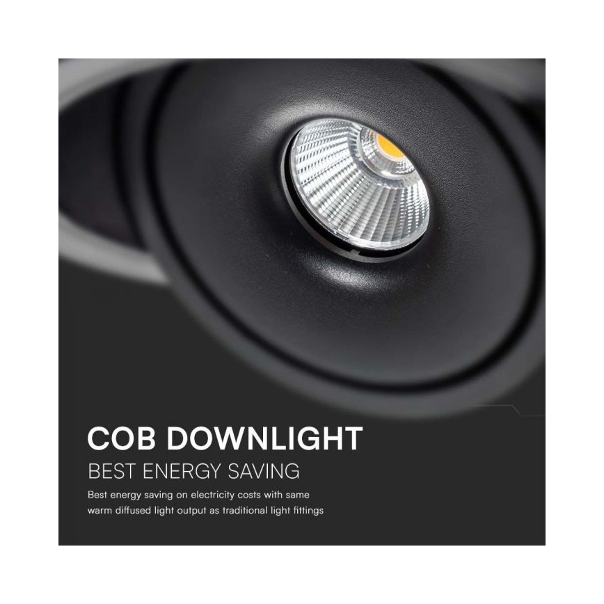 LED Inbouwspot LED/12W/230V 3000/4000/6400K diameter 12 cm zwart