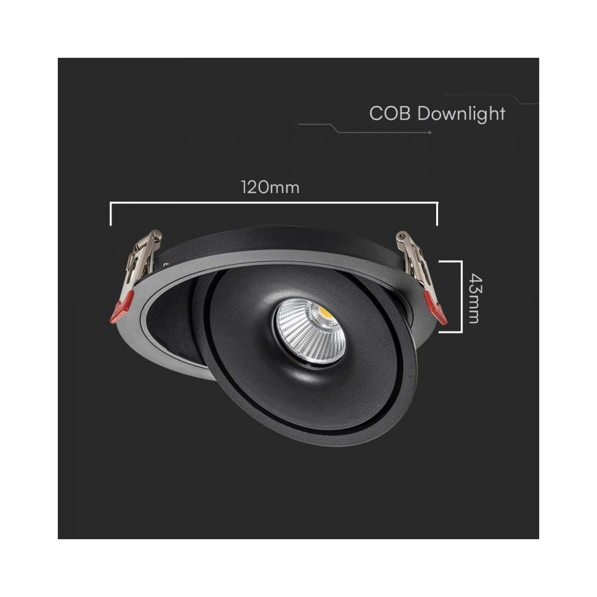 LED Inbouwspot LED/12W/230V 3000/4000/6400K diameter 12 cm zwart