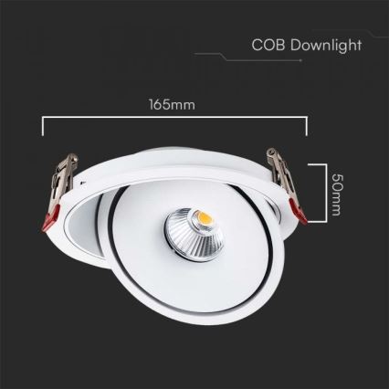 LED Inbouwspot LED/20W/230V 3000/4000/6400K diameter 16,5 cm wit