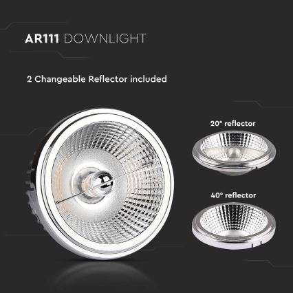 LED Inbouwspot LED/20W/230V 4000K 40°/20° diameter 11 cm glanzend chroom